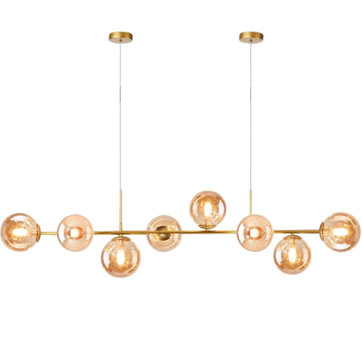 Luminária Lustre 8 Globos 128cm X 118cm Jabuticaba Pendente Teto Gimpo Kjdd-e-544-gold-amber-8 - 1