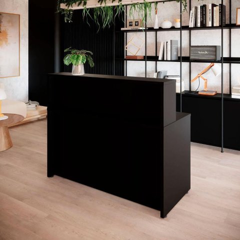 Balcão Atendimento Alto 150 Cm Escritório Recepção F5 Office Cor:preto