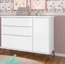 Ver imagem 2 de Cômoda Sapateira 3 Gavetas 1 Porta Retrô Infantil Pé Palito Melinda Branco - Phoenix Baby