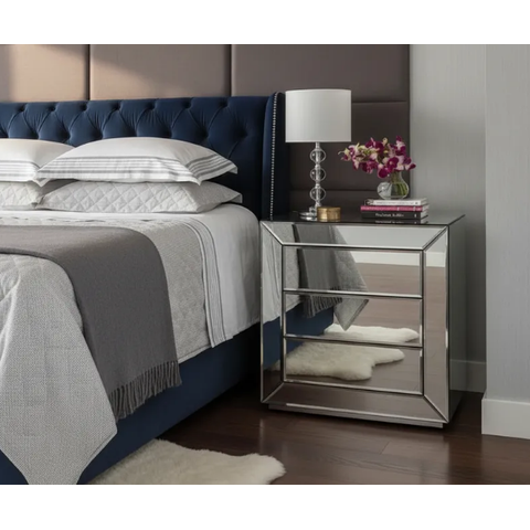 Mesa de Cabeceira Espelhado Loft 3 Gavetas