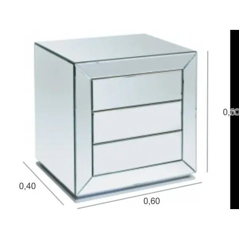Mesa de Cabeceira espelhado LOFT 3 gavetas