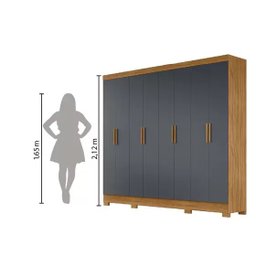 Guarda Roupas Casal 8 Portas 4 Gavetas Diplomata Moval Freijó / Cinza - 5