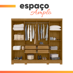 Guarda Roupas Casal 8 Portas 4 Gavetas Diplomata Moval Freijó / Cinza - 6