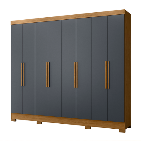 Guarda Roupas Casal 8 Portas 4 Gavetas Diplomata Moval Freijó / Cinza