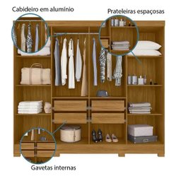 Guarda Roupas Casal 8 Portas 4 Gavetas Diplomata Moval Freijó / Cinza - 4