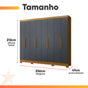 Ver imagem 4 de Guarda Roupas Casal 8 Portas 4 Gavetas Diplomata Moval Freijó / Cinza