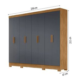 Guarda Roupas Casal 8 Portas 4 Gavetas Diplomata Moval Freijó / Cinza - 3