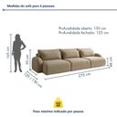 Ver imagem 3 de Sofá Cama Modular Orgânico Retrátil 4 Lugares 270cm Base Madeira Maciça Oxford