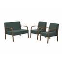 Ver imagem 1 de Conjunto Poltronas Jade Braço Madeira Suede Verde