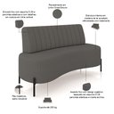 Ver imagem 4 de Sofá Chaise 2 Lugares Sala Living 160cm Pés Industrial Cayman K01 Linho Cinza Escuro - Lyam Decor