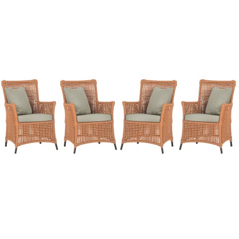 4 Poltronas Igapó Alumínio Micro Pintura Marrom Corda Náutica Estofado 7