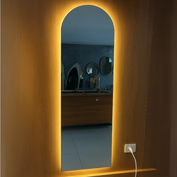 Espelho Grande Corpo Inteiro sem Moldura C/ Led Base Reta Designer Moderno Decorativo 150x40cm - 8