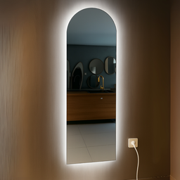 Espelho Grande Corpo Inteiro sem Moldura C/ Led Base Reta Designer Moderno Decorativo 150x40cm - 7