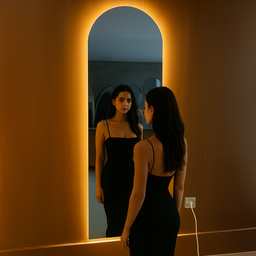 Espelho Grande Corpo Inteiro sem Moldura C/ Led Base Reta Designer Moderno Decorativo 150x40cm - 5