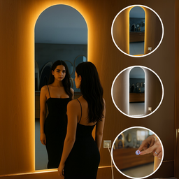 Espelho Grande Corpo Inteiro sem Moldura C/ Led Base Reta Designer Moderno Decorativo 150x40cm - 6