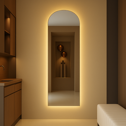 Espelho Grande Corpo Inteiro sem Moldura C/ Led Base Reta Designer Moderno Decorativo 150x40cm - 1
