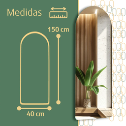 Espelho Grande Corpo Inteiro sem Moldura C/ Led Base Reta Designer Moderno Decorativo 150x40cm - 2