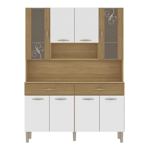 Armário de Cozinha Compacta Mdf 8 Portas Golden Plus Freijó Supremo com Ripado