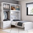 Ver imagem 3 de Guarda-Roupa Solteiro 4 Portas com Cama de Solteiro Cancun Yescasa Branco/Lilás