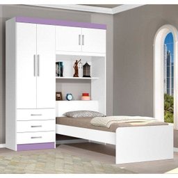 Guarda-Roupa Solteiro 4 Portas com Cama de Solteiro Cancun Yescasa - 2 Guarda-Roupa Solteiro 4 Portas com Cama de Solteiro Cancun Yescasa - 2