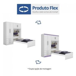 Guarda Roupa Solteiro 4 Portas com Cama de Solteiro Cancun Flex Color - 4