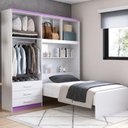 Ver imagem 4 de Guarda-Roupa Solteiro 4 Portas com Cama de Solteiro Cancun Yescasa Branco/Lilás