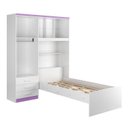 Ver mais imagens de Guarda-Roupa Solteiro 4 Portas com Cama de Solteiro Cancun Yescasa Branco/Lilás