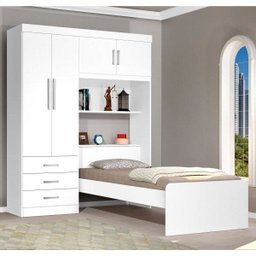 Guarda Roupa Solteiro 4 Portas com Cama de Solteiro Cancun Flex Color - 1