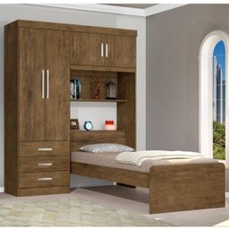 Guarda Roupa Solteiro 4 Portas com Cama de Solteiro Cancun Flex Color - 1 Guarda Roupa Solteiro 4 Portas com Cama de Solteiro Cancun Flex Color - 1