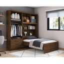 Ver imagem 2 de Guarda-Roupa Solteiro 4 Portas com Cama de Solteiro Cancun Yescasa Marrom/Jequitibá/Avelã