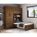Ver imagem 1 de Guarda-Roupa Solteiro 4 Portas com Cama de Solteiro Cancun Yescasa Marrom/Jequitibá/Avelã