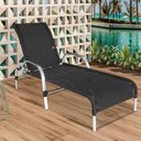 Ver imagem 1 de Cadeira Espreguiçadeira Havaí Alumínio e Fita Náutica Preto