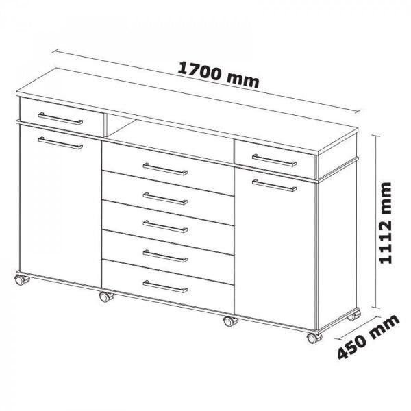 Cômoda 7 Gavetas 2 Portas com Rodízios London Yescasa Branco