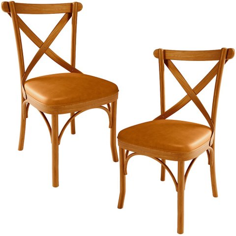 Kit 02 Cadeiras Para Sala de Jantar e Estar Living Estofada Ávila L02 Couríssimo Whisky - Lyam Lyam 