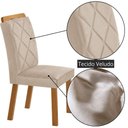 Ver imagem 3 de Mesa de Jantar Yasmin 180 Tampo com Vidro 6 Cadeiras Melissa Veludo Creme /nat/off/serig. Off
