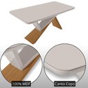 Ver imagem 2 de Mesa de Jantar Yasmin 180 Tampo com Vidro 6 Cadeiras Melissa Veludo Creme /nat/off/serig. Off