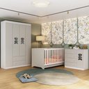 Ver imagem 1 de Quarto de Bebê Completo com Berço Americano 3 em 1 Teddy Multimóveis Mp4644 Branco/off White