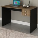 Ver imagem 1 de Mesa Escrivaninha 2 Gavetas Nogal/Preto Me4165 - Tecno Mobili