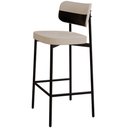 Ver imagem 5 de Kit 04 Banquetas Alta Bar Cozinha Sala de Jantar Aço Preto Kaira C01 Linho Areia Courino Preto -