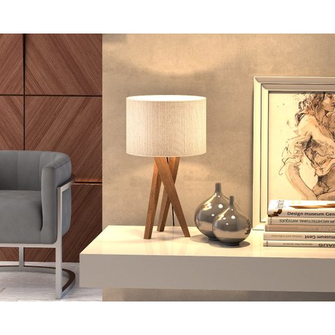 Abajur Luminária de Mesa Sala Quarto com Cúpula Paris - Palha