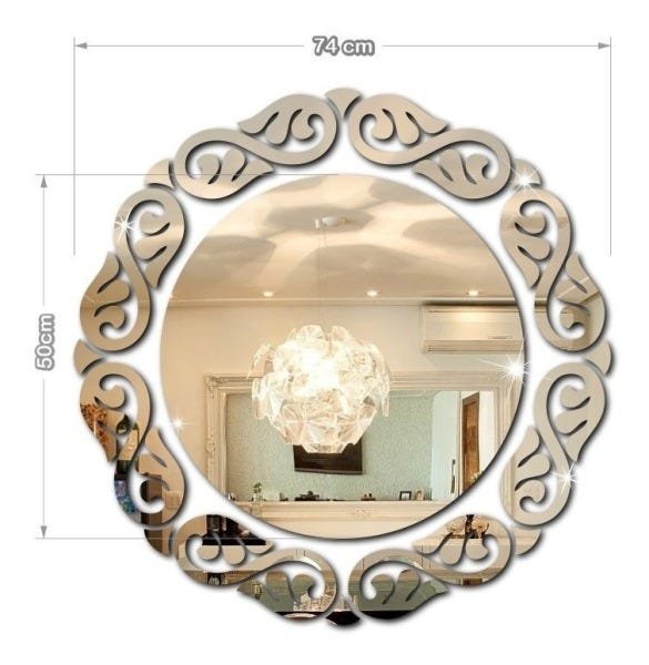 Espelho Acrílico Decorativo Redondo Delicado | Quarto Sala G - 3