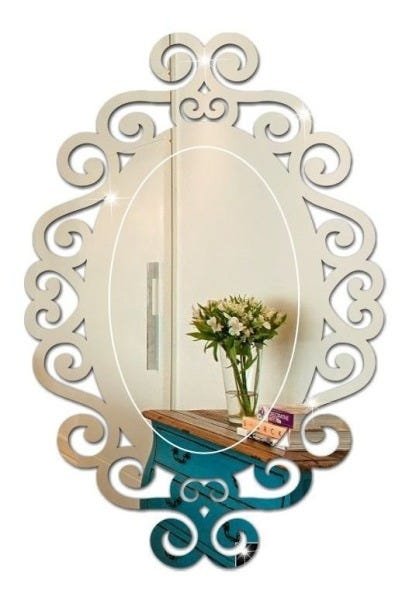 Espelho Arabesco Oval em Acrílico Decorativo com Gravação M
