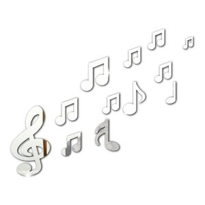 Kit com 12 Acrílico Espelhado Musica Cifras Notas Musicais