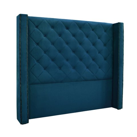 Cabeceira Cama Box Casal 140cm e Recamier Vicenza Veludo S04 - D'Rossi Azul Marinho