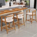 Ver imagem 2 de Kit 05 Banquetas Baixa Cozinha Sala de Jantar Bancada Cecília L02 Suede Bege - Lyam Decor