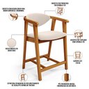 Ver imagem 4 de Kit 05 Banquetas Baixa Cozinha Sala de Jantar Bancada Cecília L02 Suede Bege - Lyam Decor