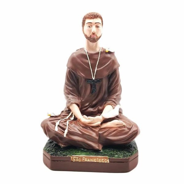 Imagem de São Francisco Meditando Gesso 30 cm - 1