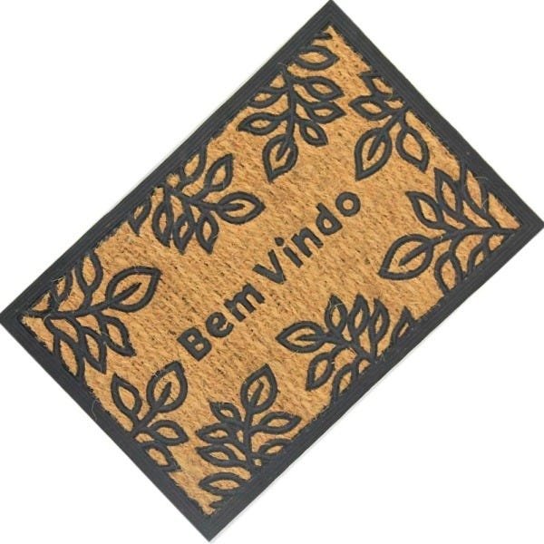 Capacho Emborrachado Fibra de Coco Folhas 40x60cm Sonhare - 1