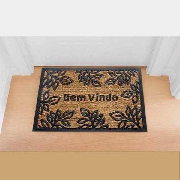 Capacho Emborrachado Fibra de Coco Folhas 40x60cm Sonhare - 2