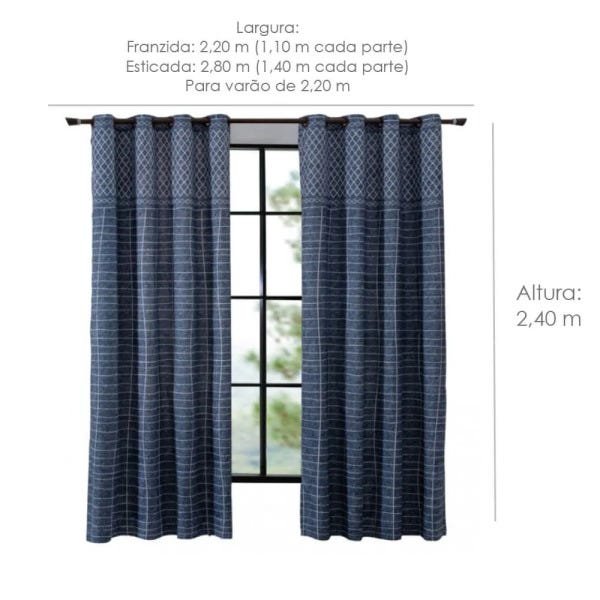 Cortina para Sala Blackout Estampada com Ilhos 2,20 x 2,40 M Atenas Sultan - 2